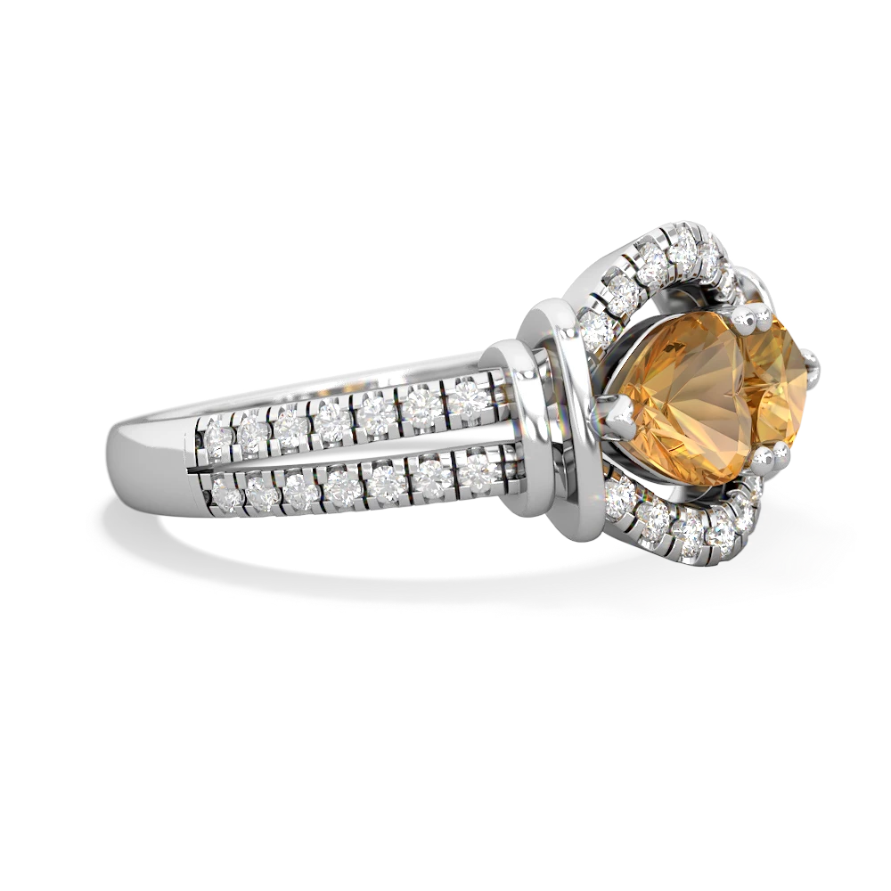 Citrine Art-Deco Keepsake 14K White Gold ring R5630