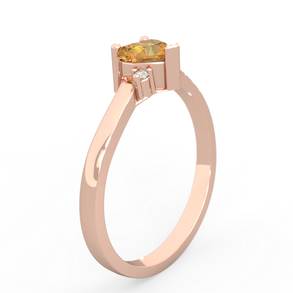 Citrine Delicate Heart 14K Rose Gold ring R0203