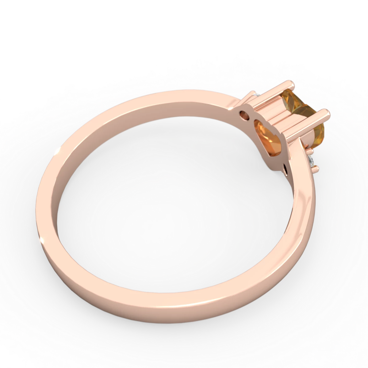 Citrine Delicate Heart 14K Rose Gold ring R0203