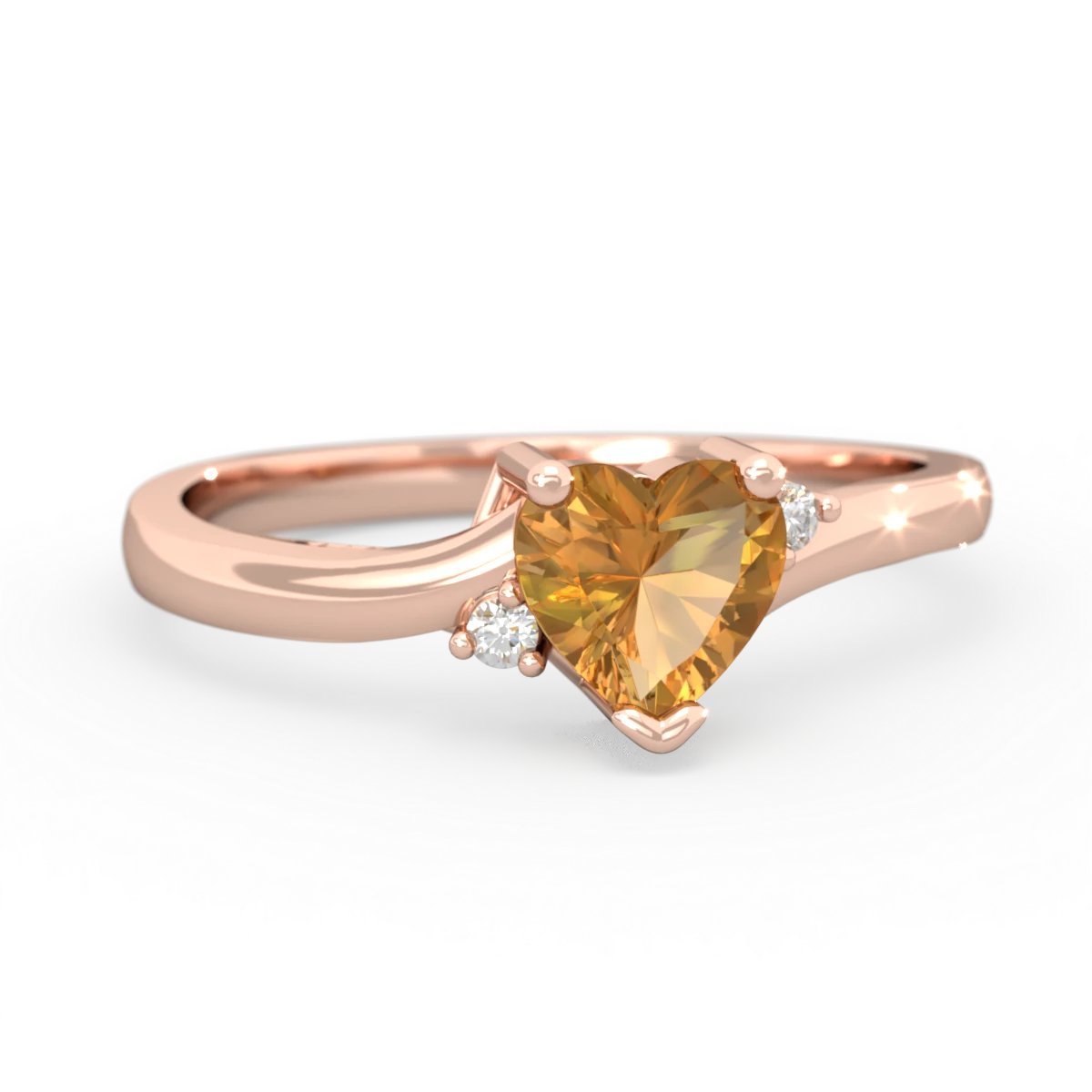 Citrine Delicate Heart 14K Rose Gold ring R0203
