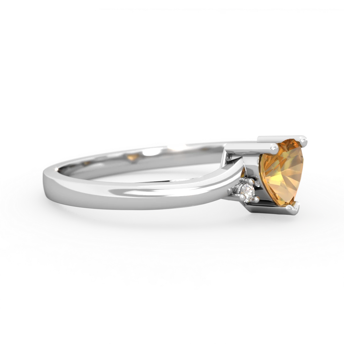 Citrine Delicate Heart 14K White Gold ring R0203