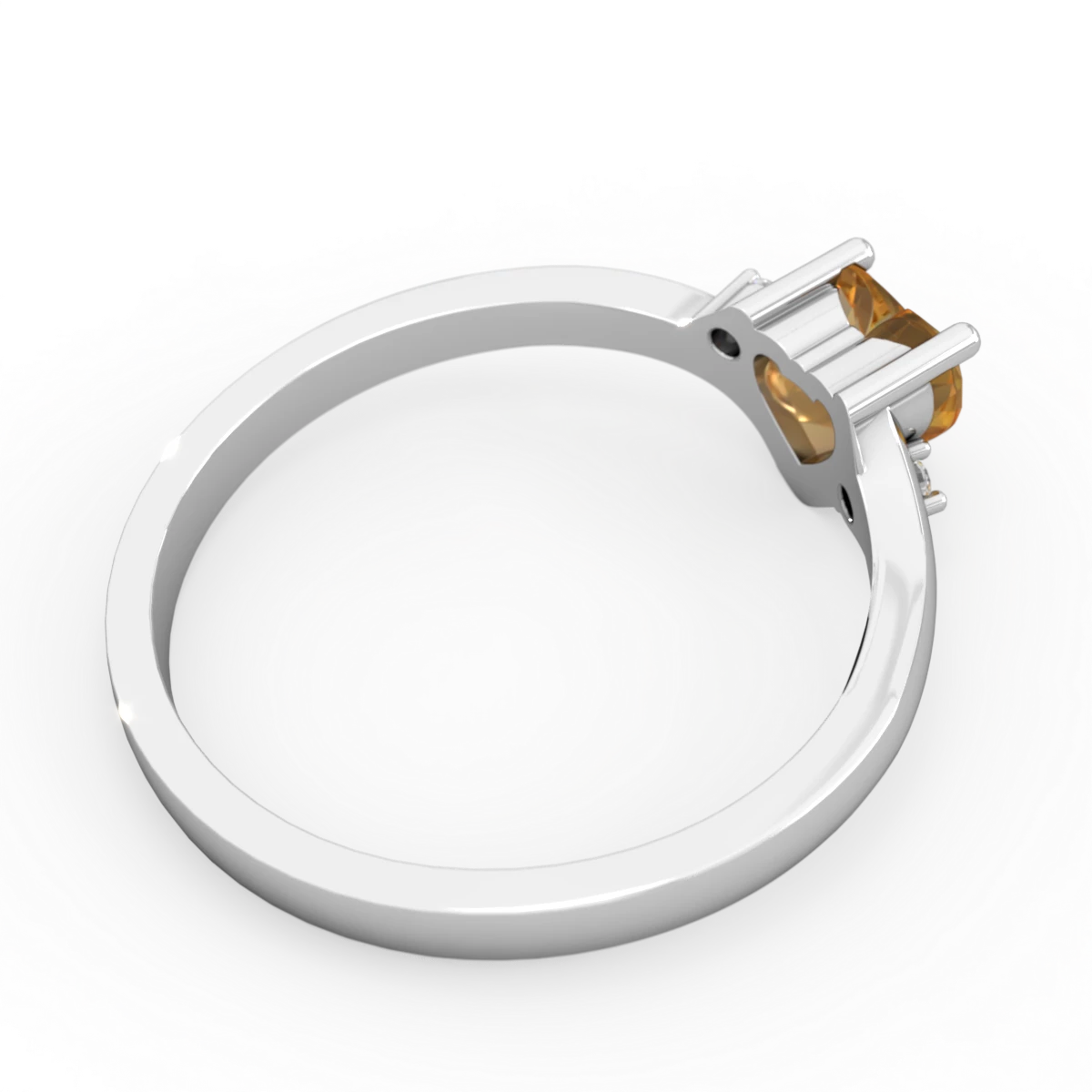 Citrine Delicate Heart 14K White Gold ring R0203