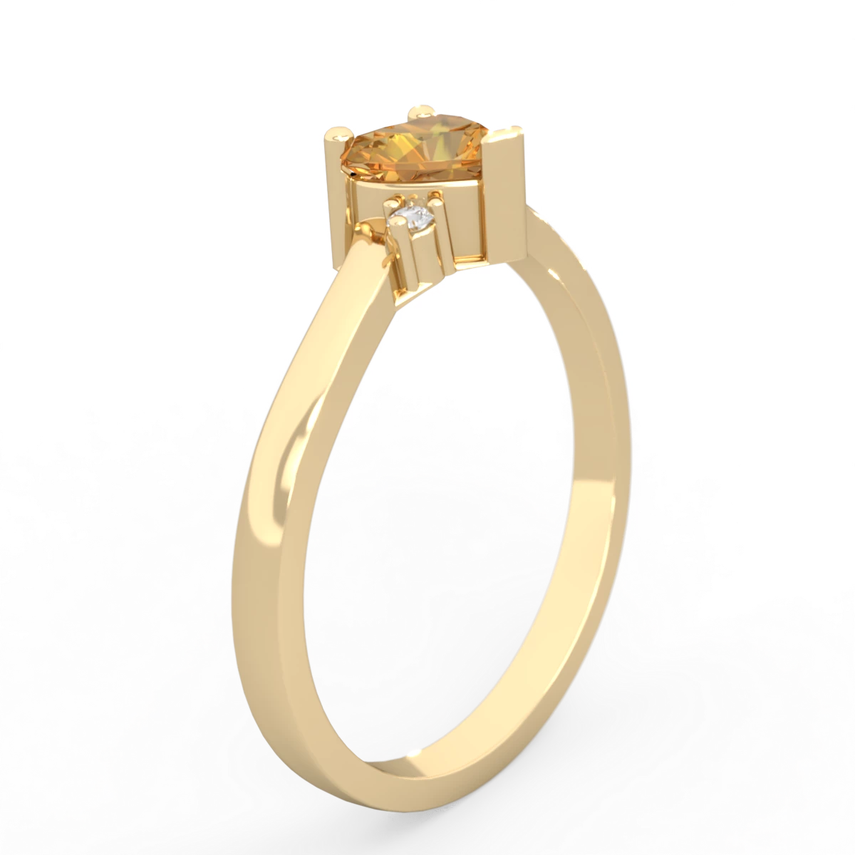Citrine Delicate Heart 14K Yellow Gold ring R0203