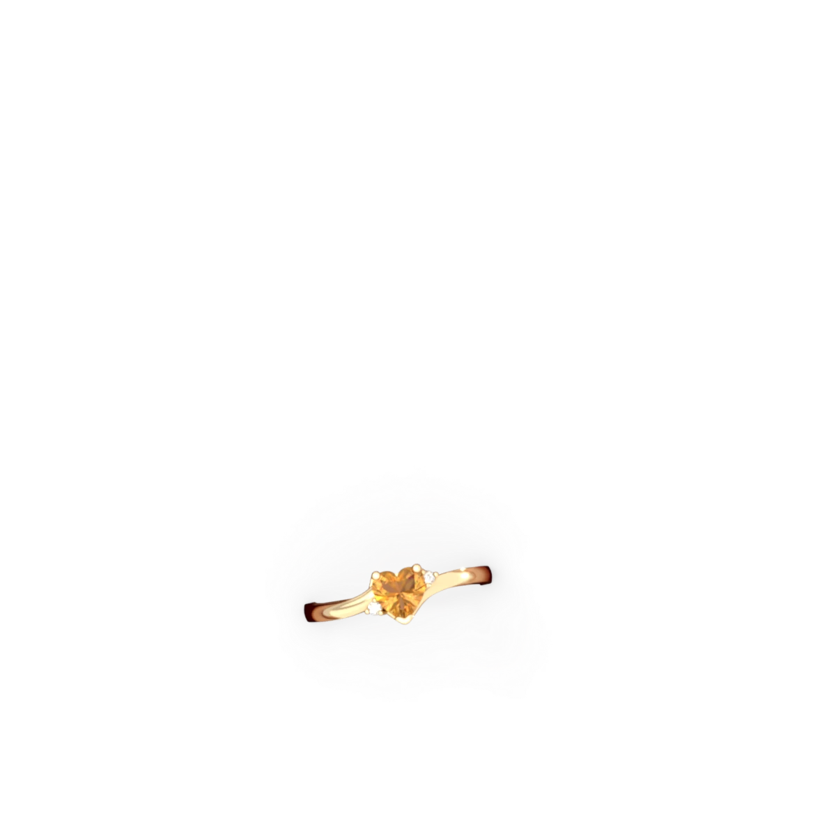 Citrine Delicate Heart 14K Yellow Gold ring R0203