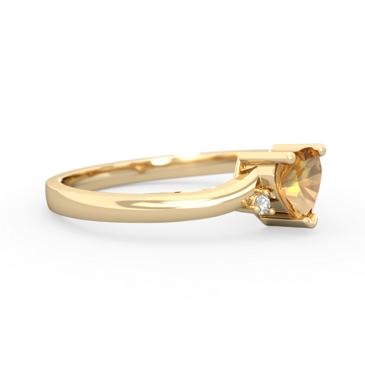 Citrine Delicate Heart 14K Yellow Gold ring R0203