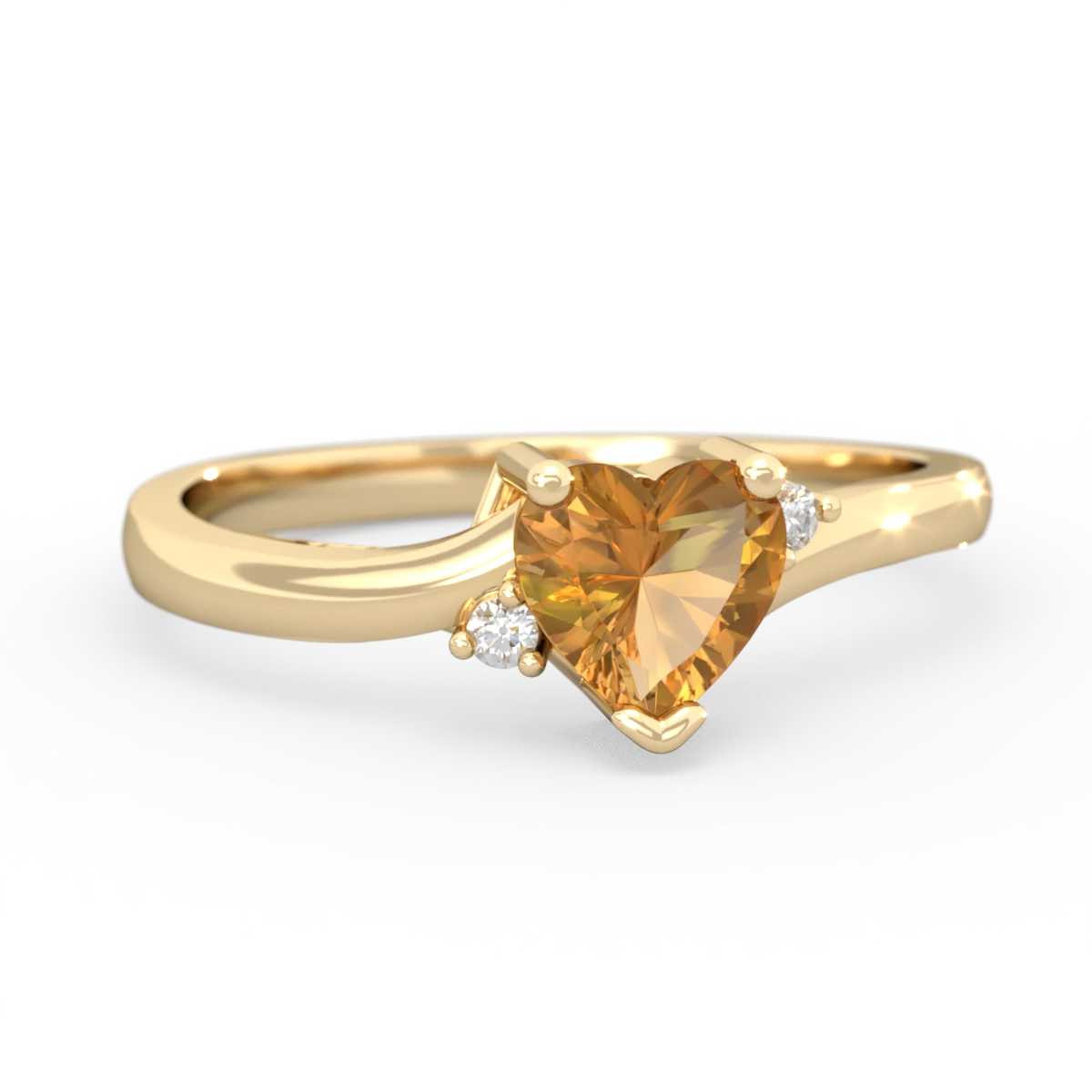 Citrine Delicate Heart 14K Yellow Gold ring R0203