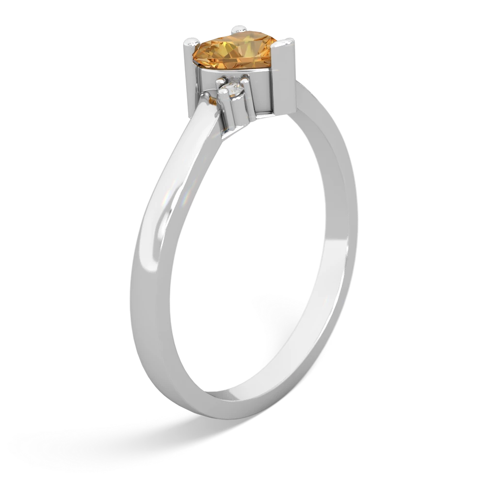 Citrine Delicate Heart 14K White Gold ring R0203