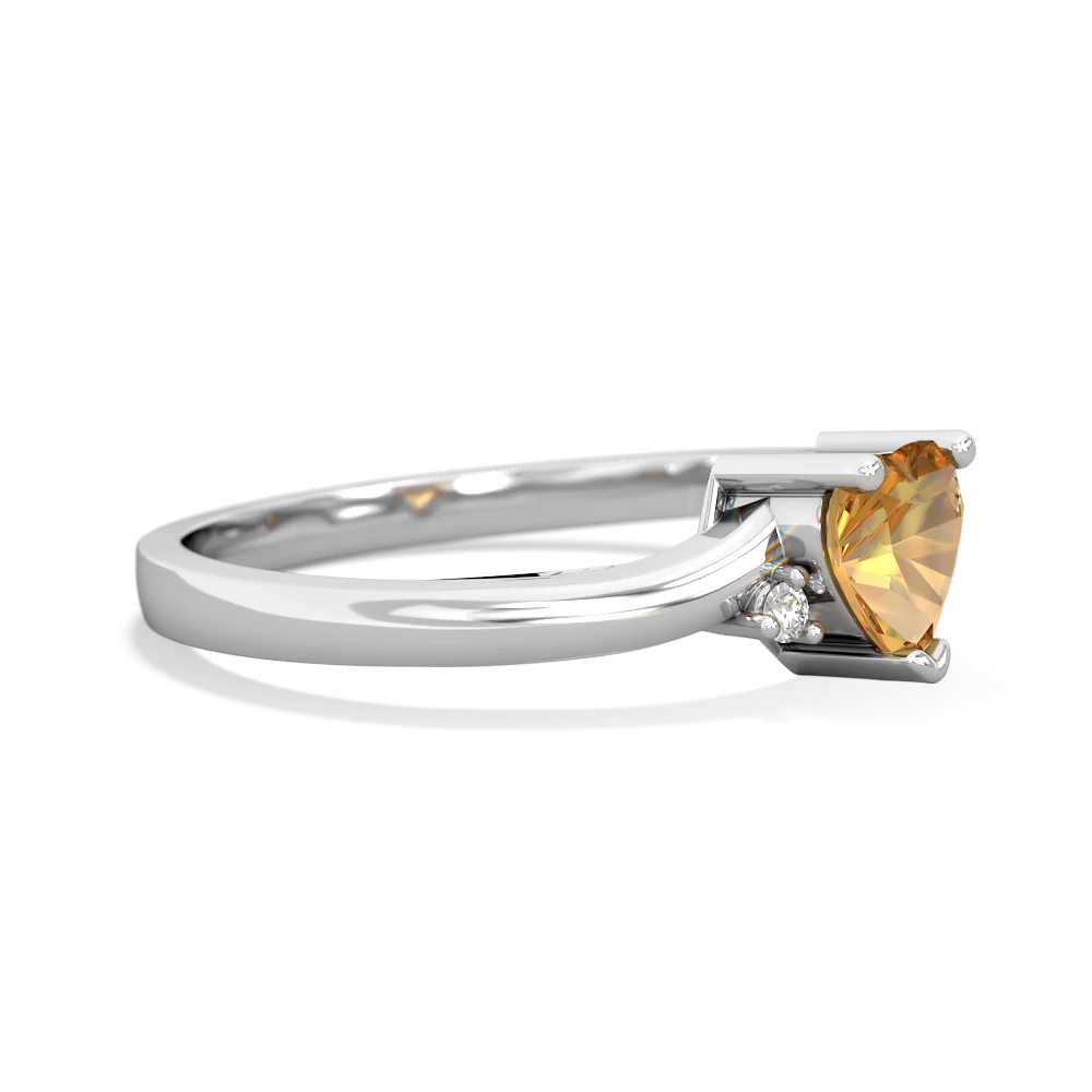 Citrine Delicate Heart 14K White Gold ring R0203