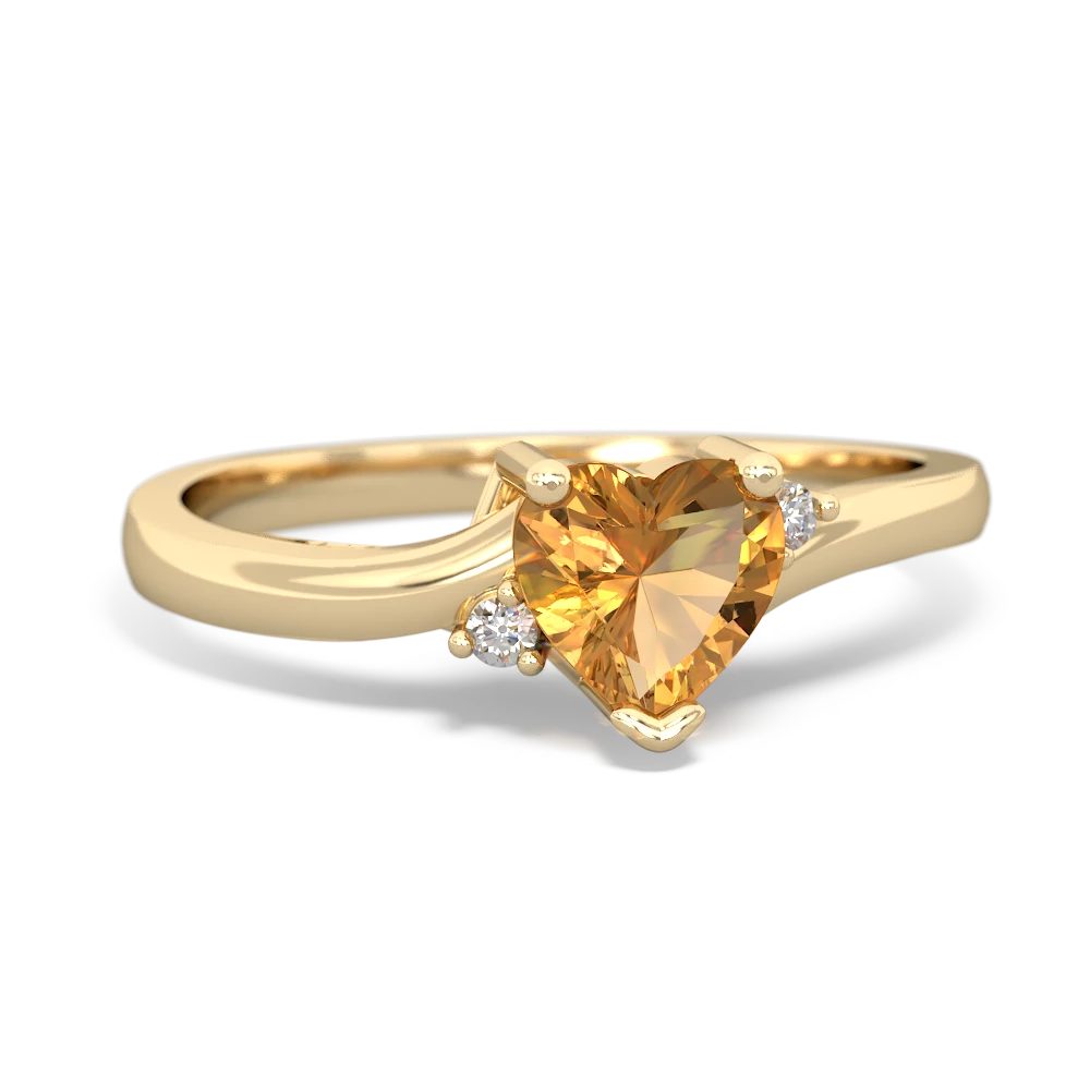 Citrine Delicate Heart 14K Yellow Gold ring R0203