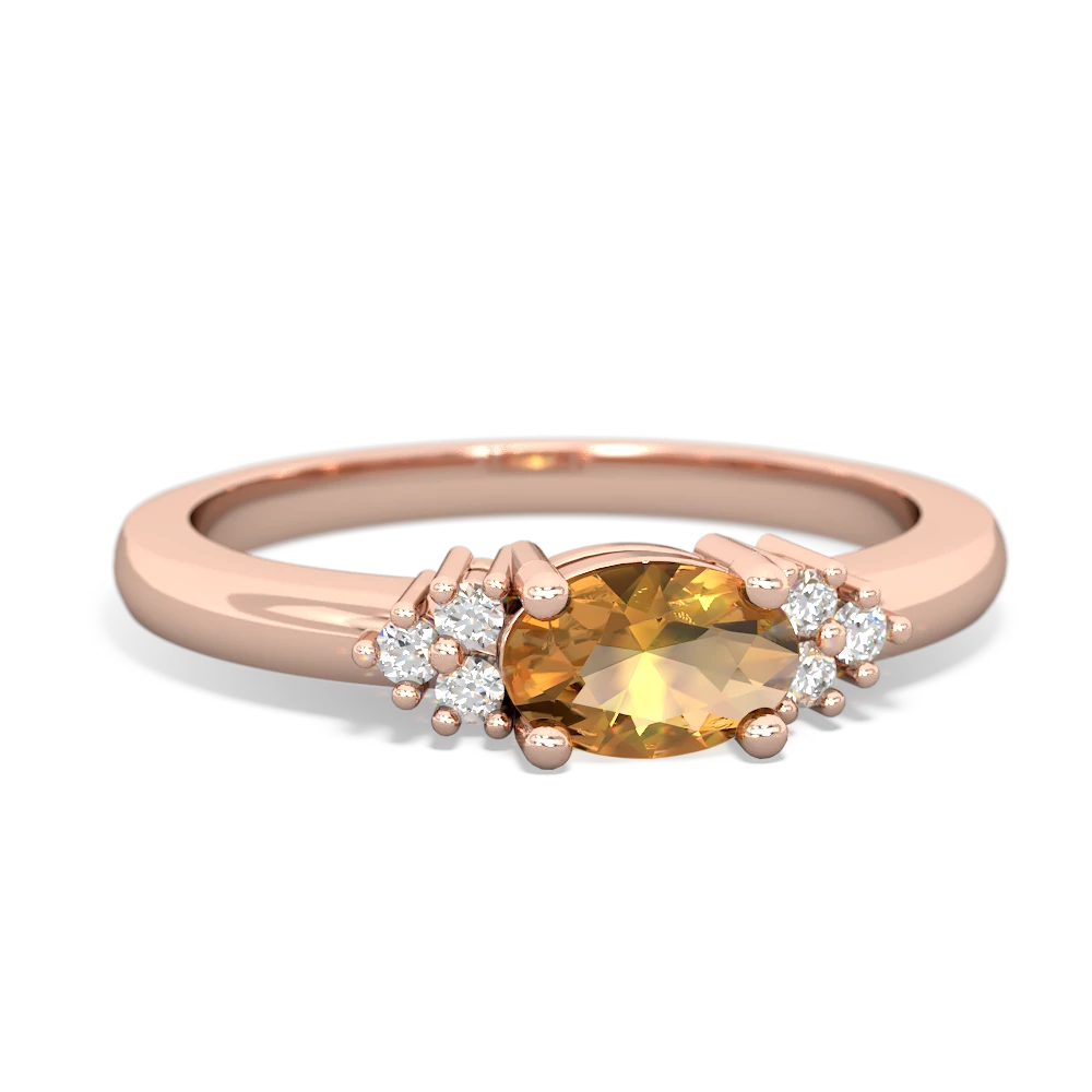 Citrine Simply Elegant East-West 14K Rose Gold ring R2480