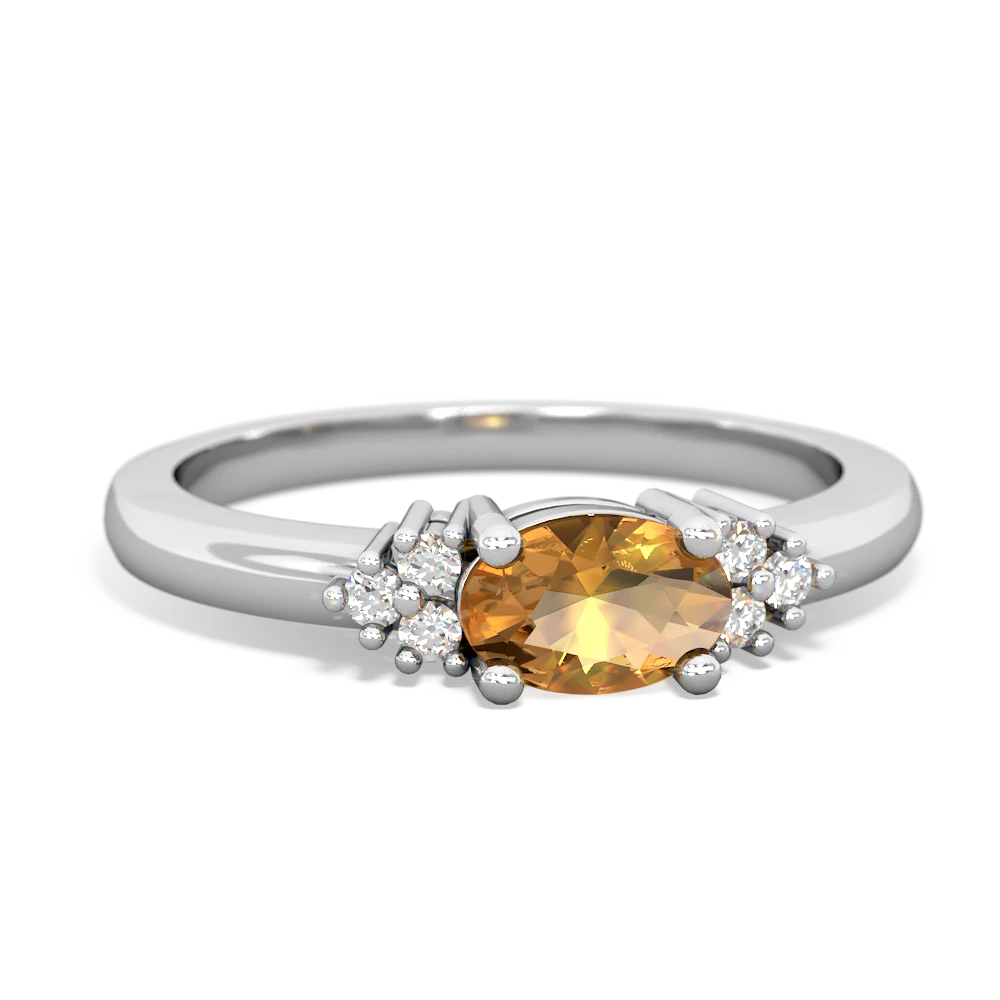 Citrine Simply Elegant East-West 14K White Gold ring R2480