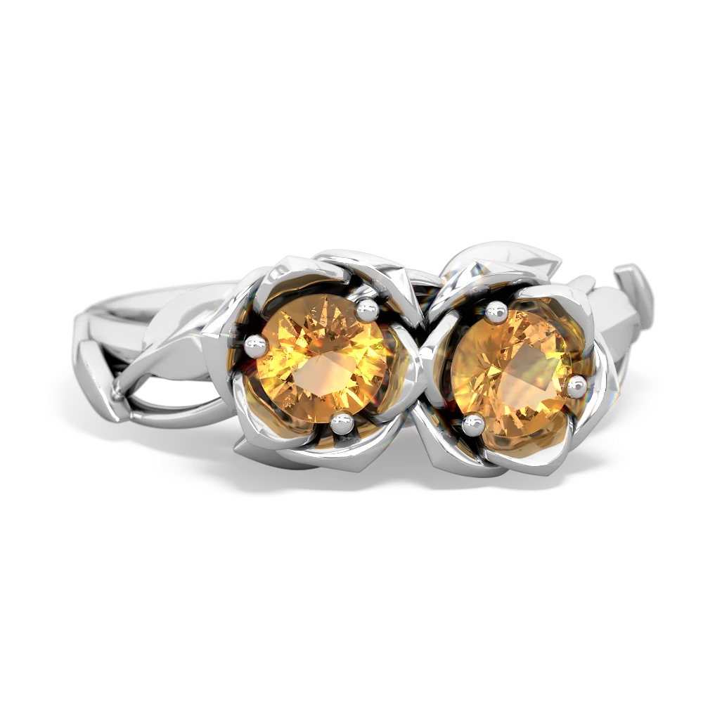 Citrine Rose Garden 14K White Gold ring R5510