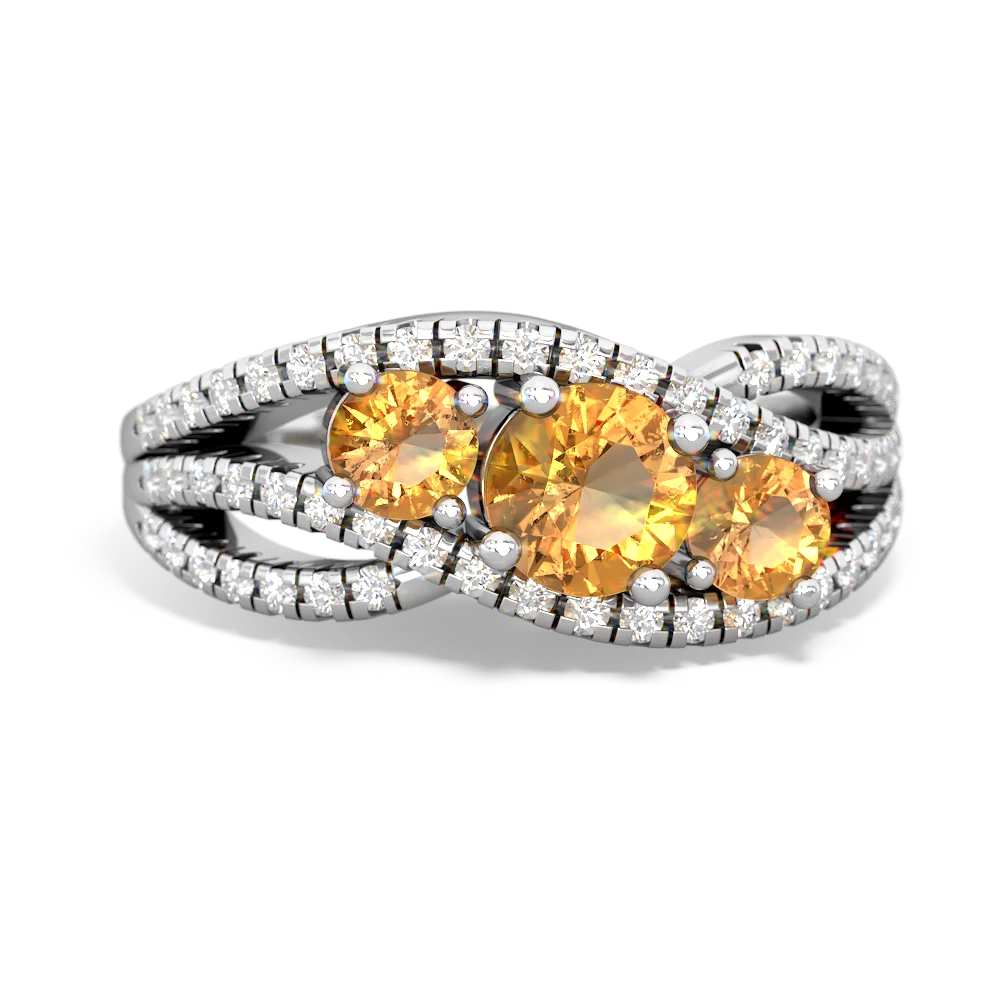 Citrine Three Stone Aurora 14K White Gold ring R3080