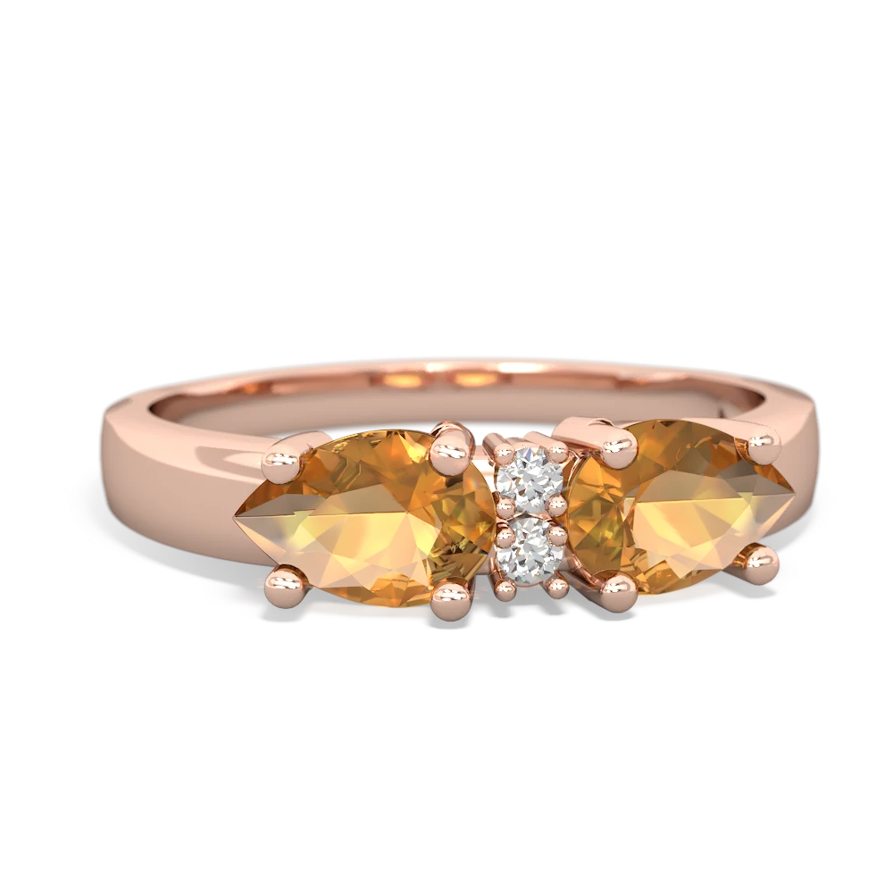 Citrine Pear Bowtie 14K Rose Gold ring R0865