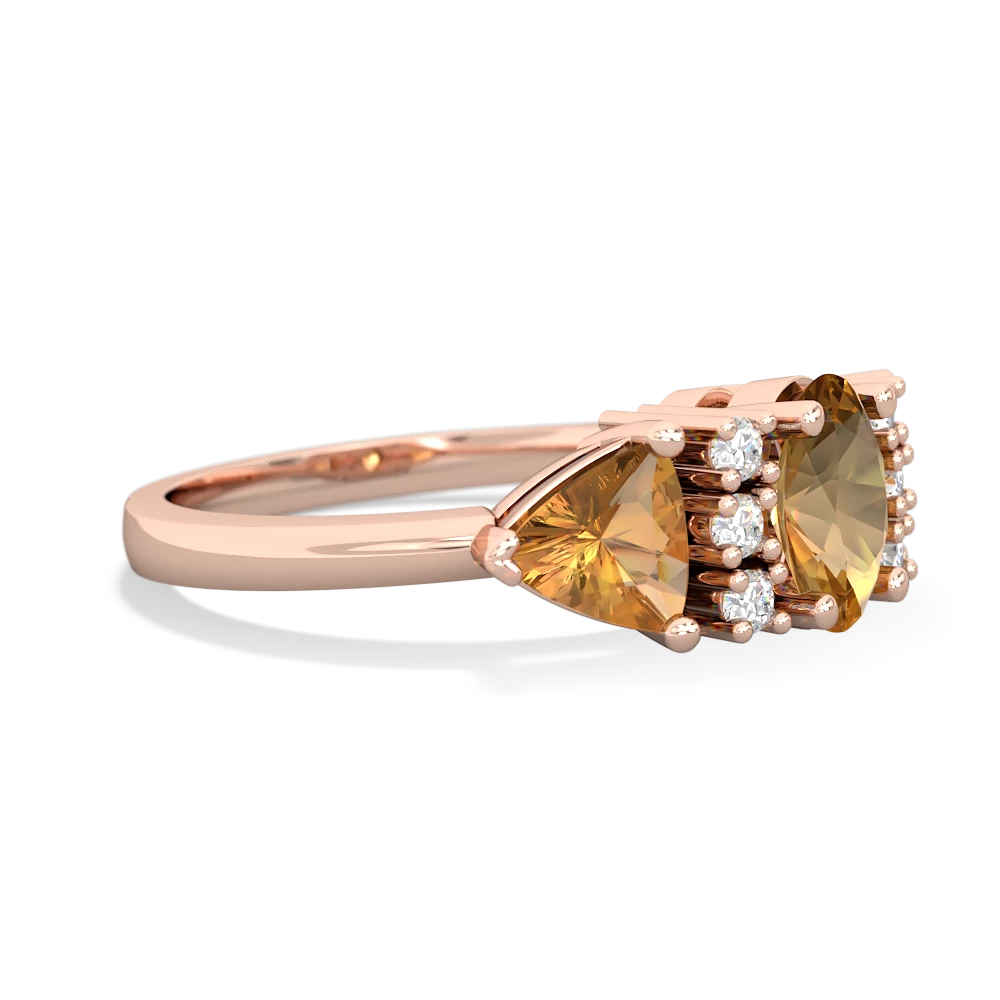 Citrine Antique Style Three Stone 14K Rose Gold ring R2186