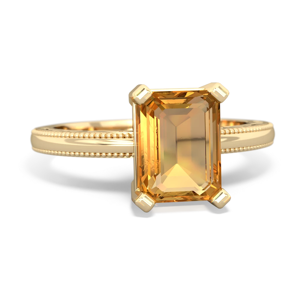 Emerald Cut Citrine Stud Earring in Yellow Gold - Filigree Jewelers