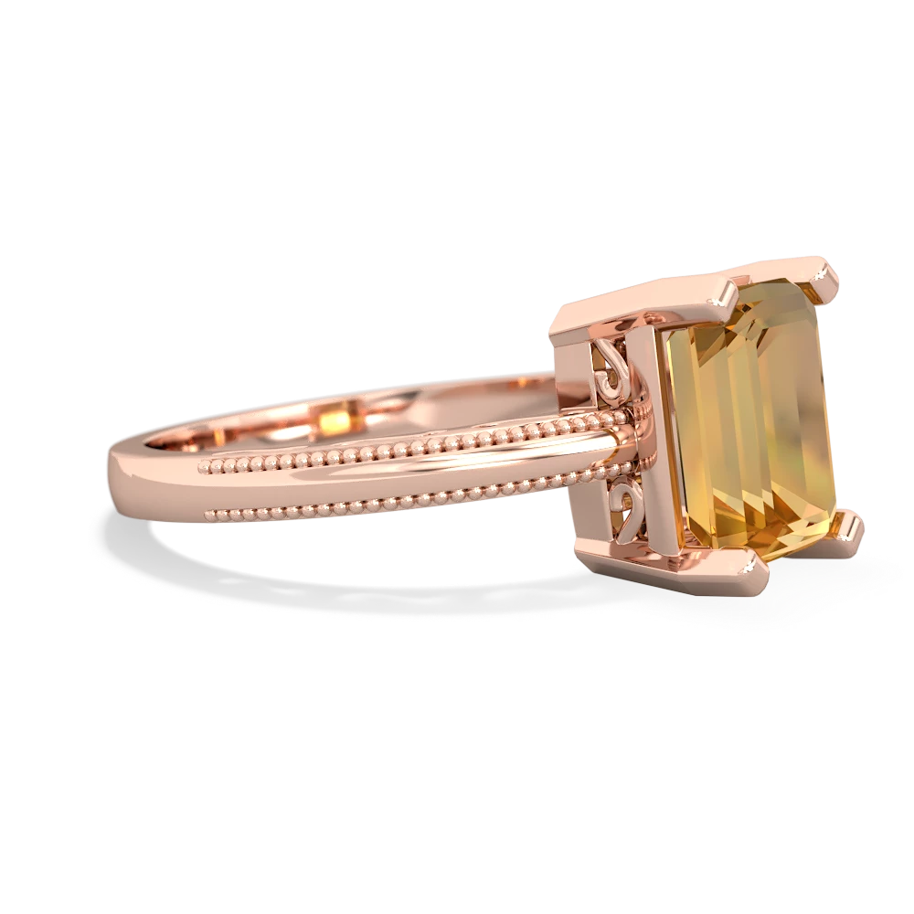 Citrine Milgrain Scroll 14K Rose Gold ring R2338