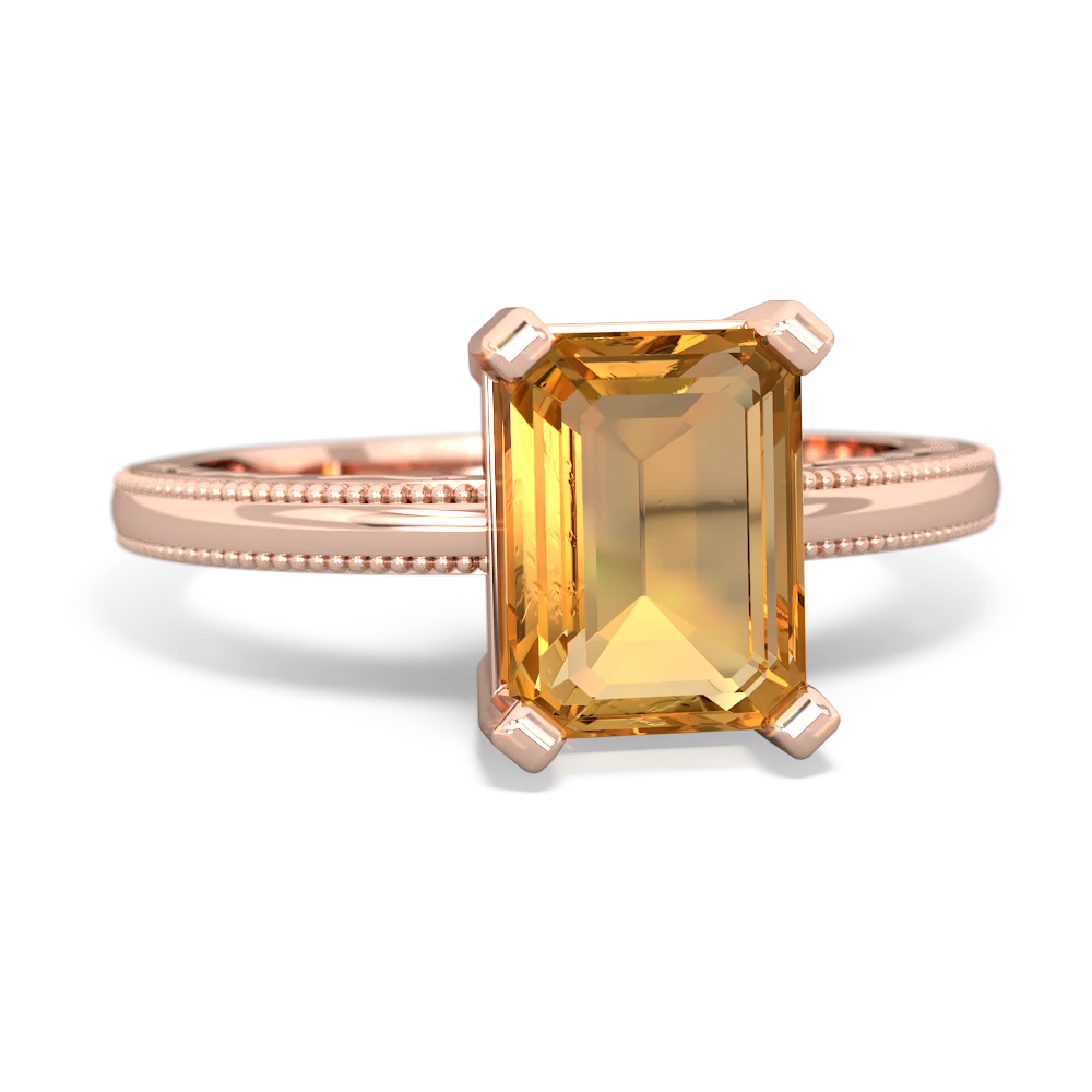 Citrine Milgrain Scroll 14K Rose Gold ring R2338