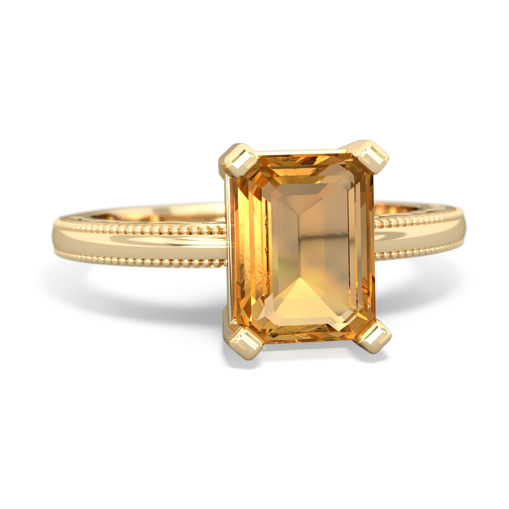 Citrine Milgrain Scroll 14K Yellow Gold ring R2338