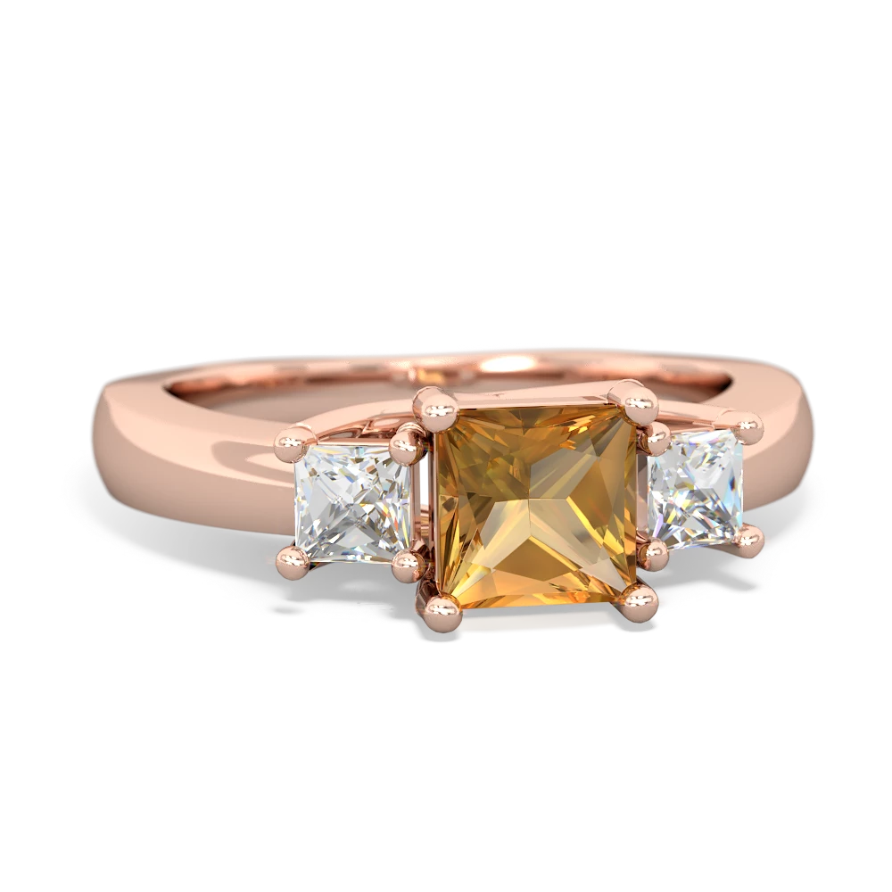 Citrine Three Stone Trellis 14K Rose Gold ring R4015