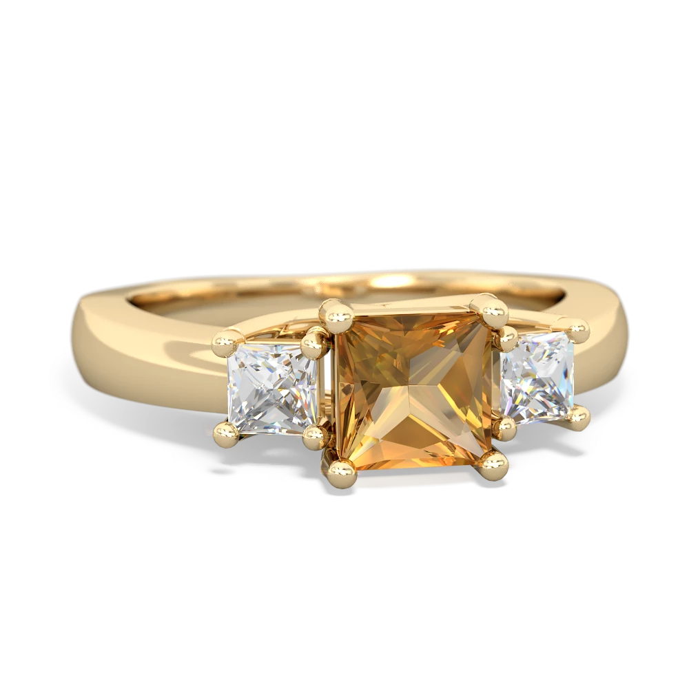 Citrine Three Stone Trellis 14K Yellow Gold ring R4015