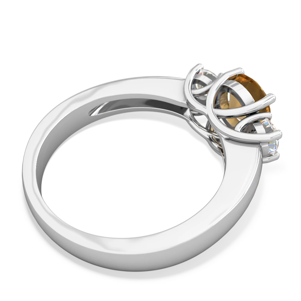 Citrine Diamond Three Stone Round Trellis 14K White Gold ring R4018