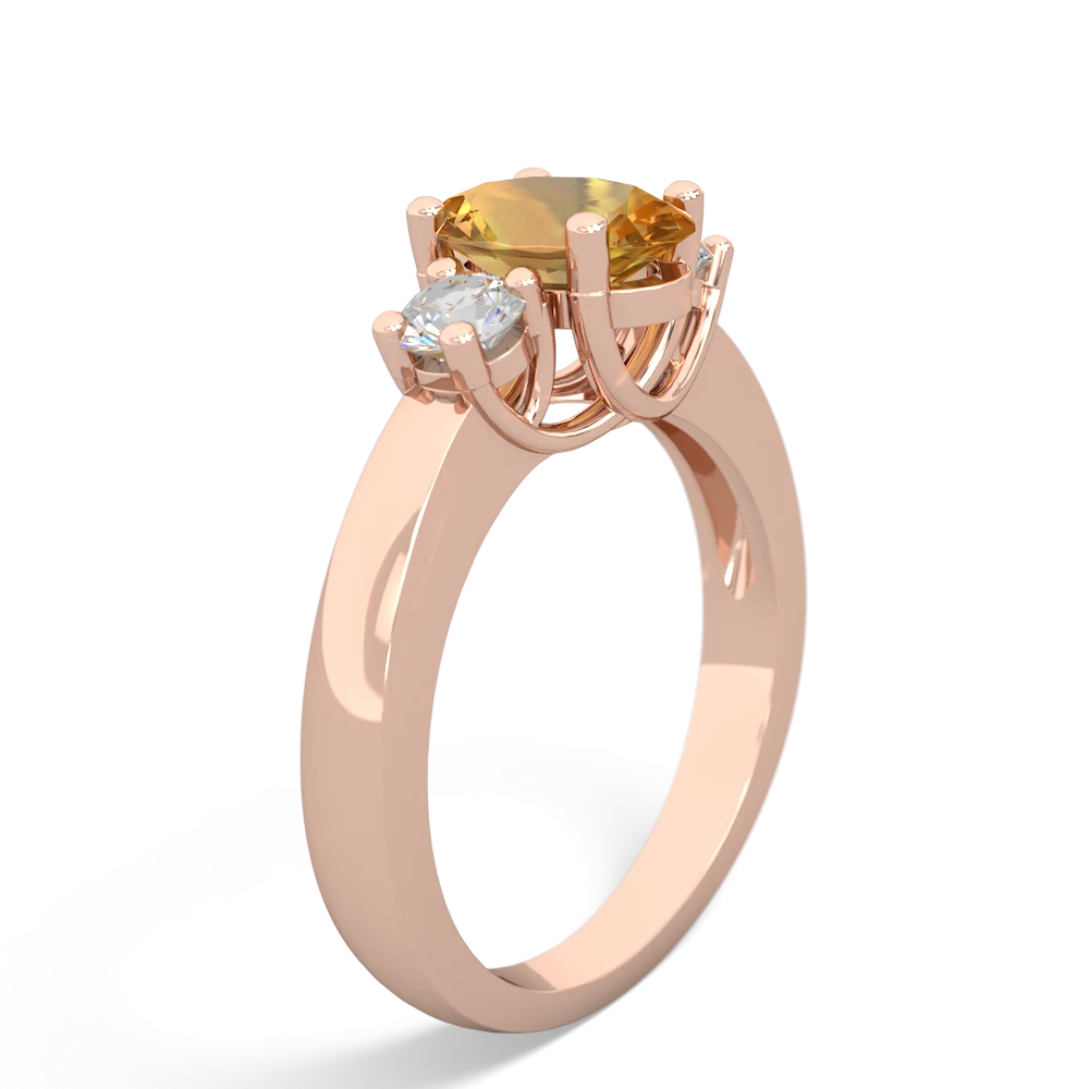 Citrine Diamond Three Stone Oval Trellis 14K Rose Gold ring R4024