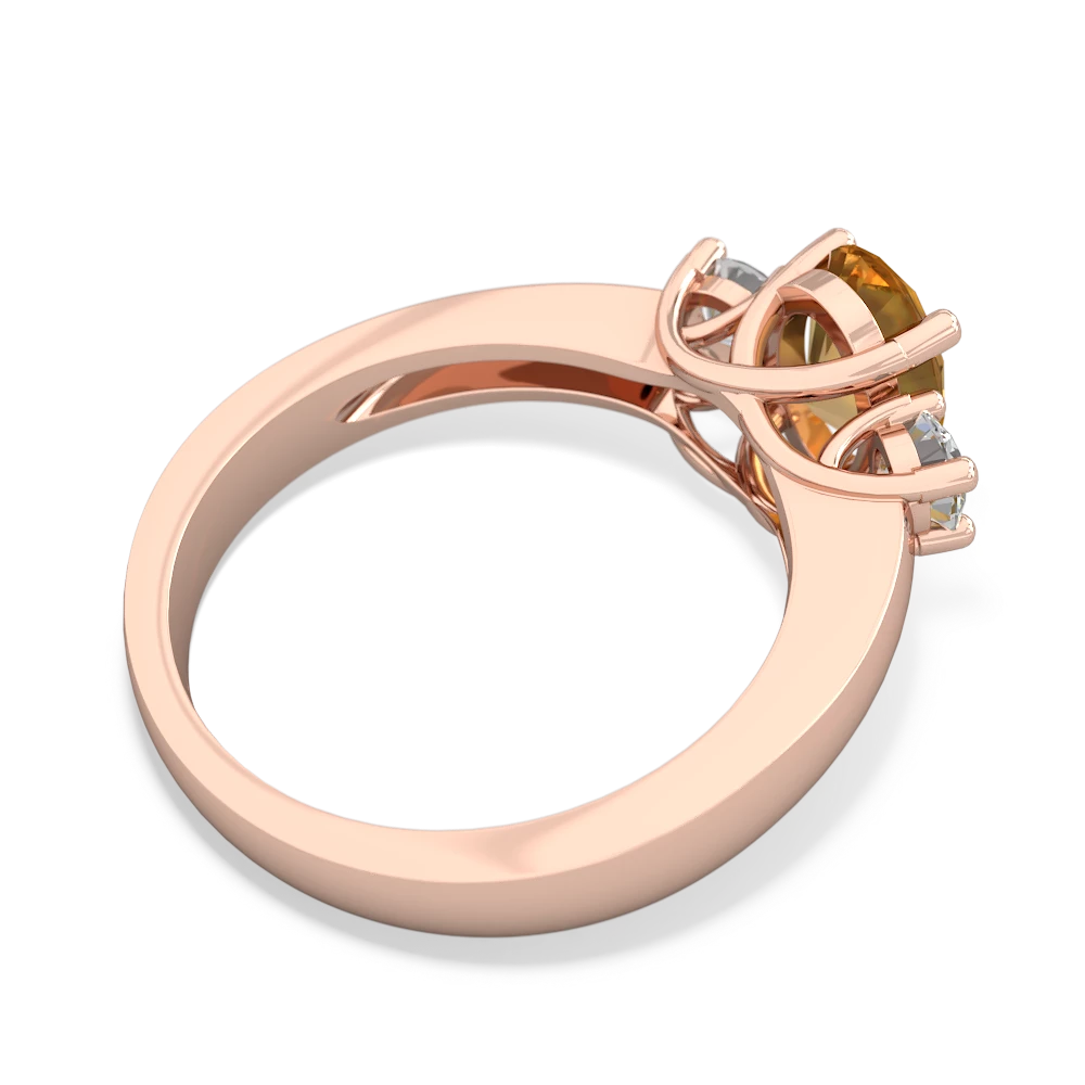 Citrine Diamond Three Stone Oval Trellis 14K Rose Gold ring R4024