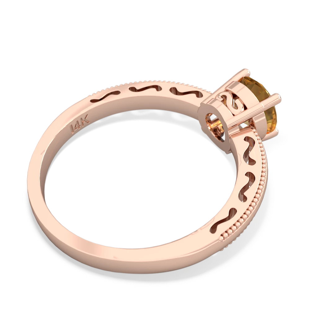 Citrine Milgrain Filigree 14K Rose Gold ring R5090