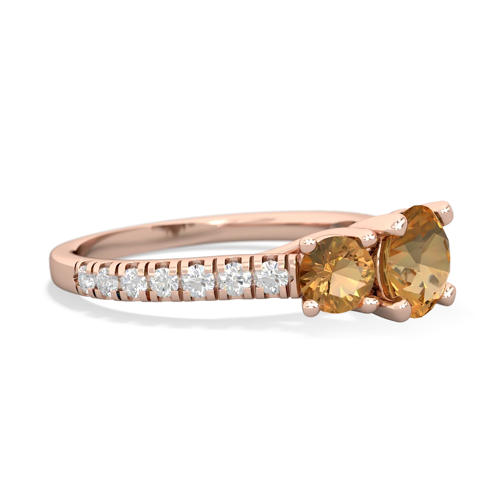 Citrine Pave Trellis 14K Rose Gold ring R5500