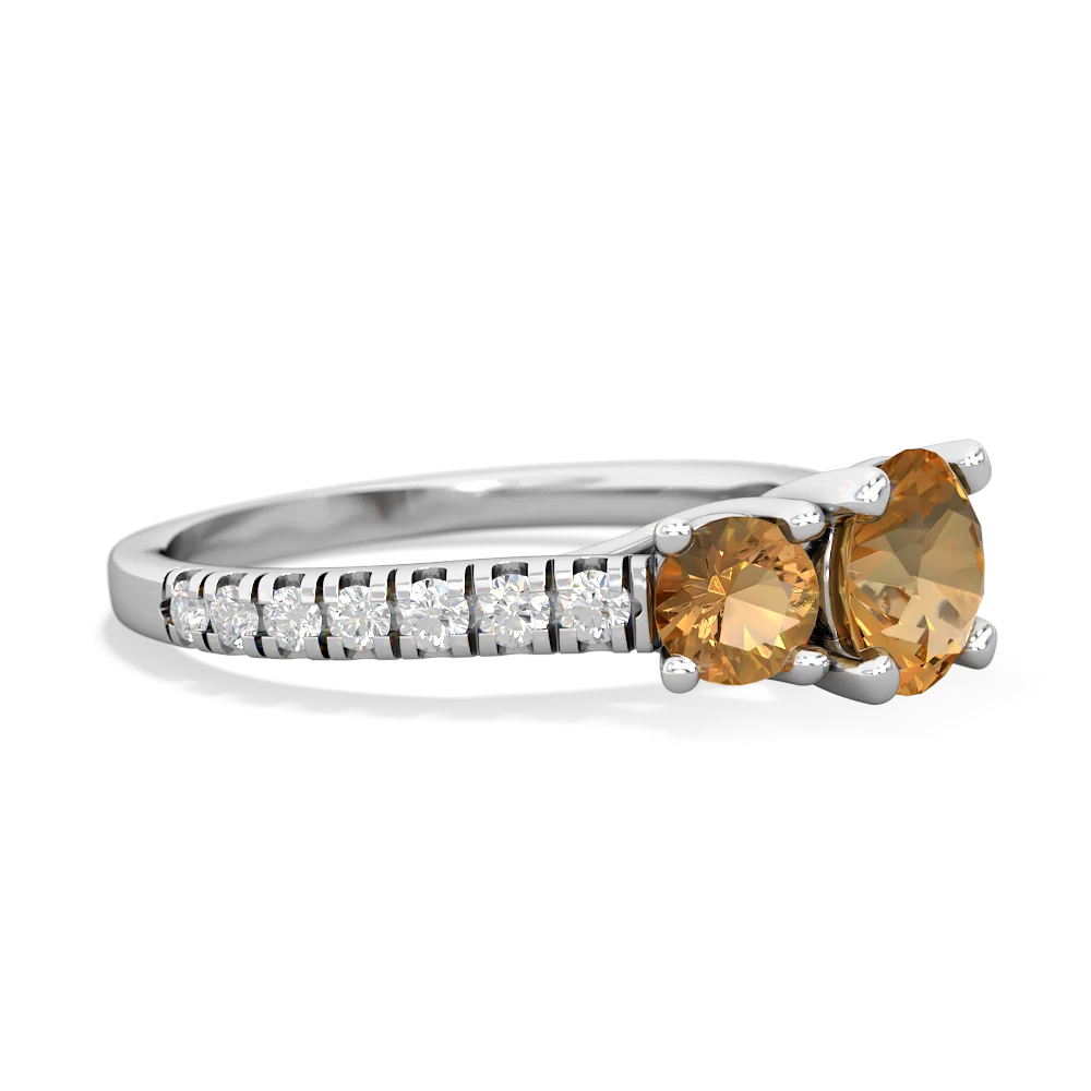 Citrine Pave Trellis 14K White Gold ring R5500