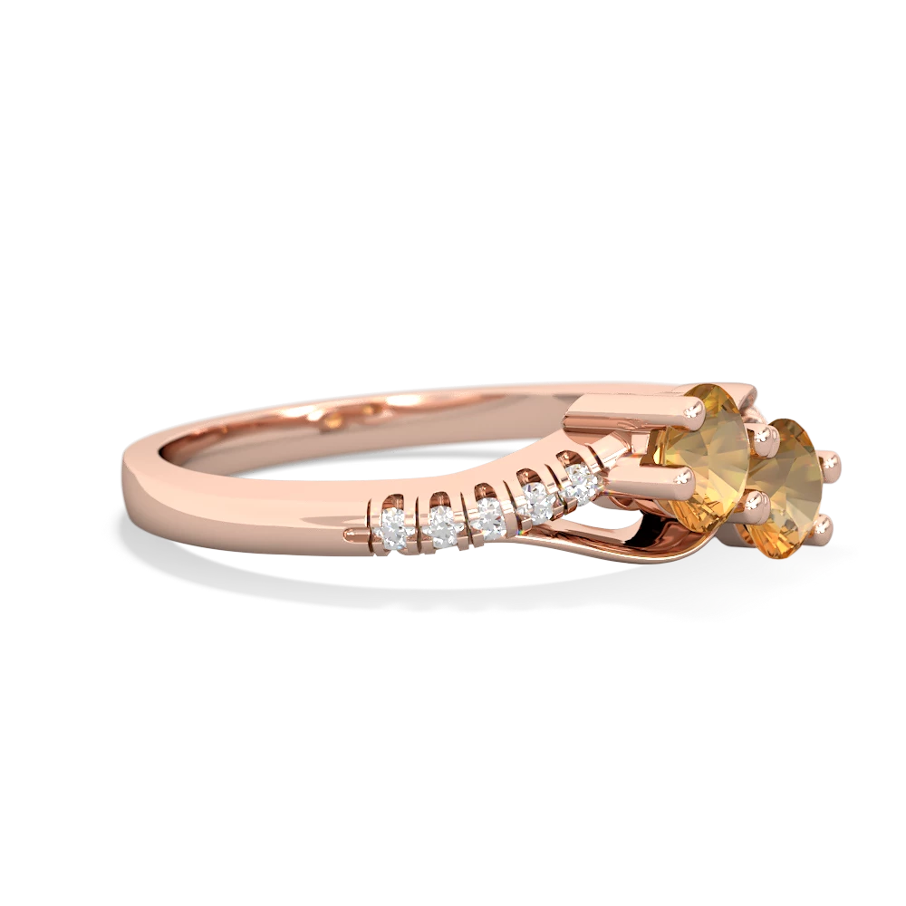Citrine Infinity Pave Two Stone 14K Rose Gold ring R5285