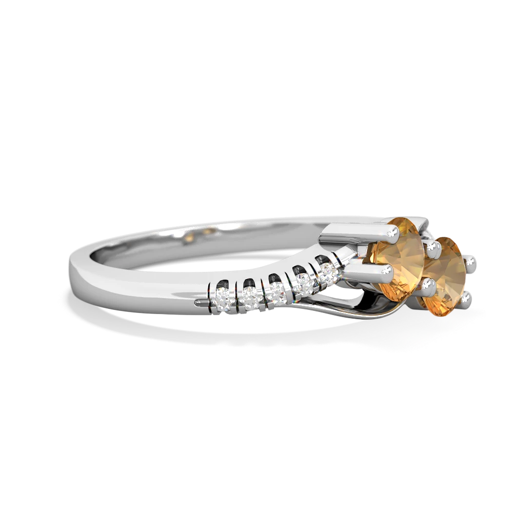 Citrine Infinity Pave Two Stone 14K White Gold ring R5285