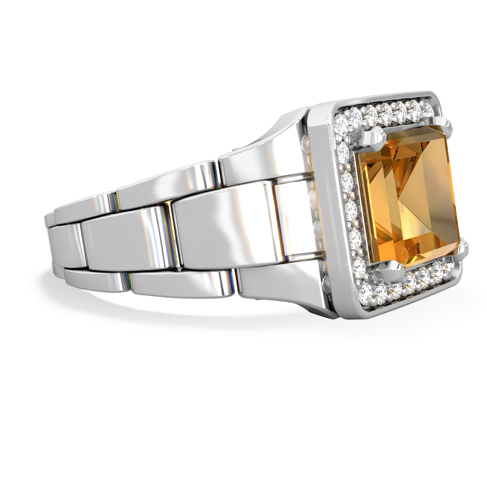 Citrine Men's Watch 14K White Gold ring R0510