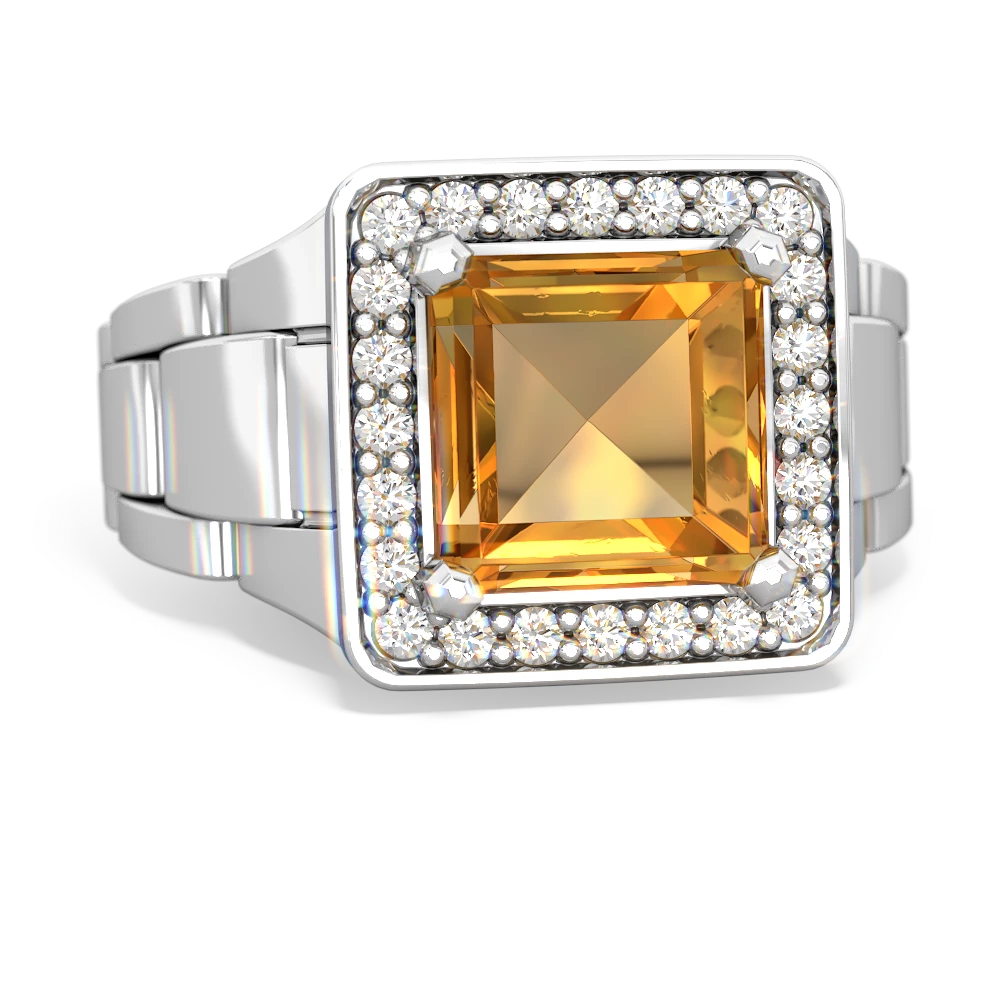 Citrine Men's Watch 14K White Gold ring R0510