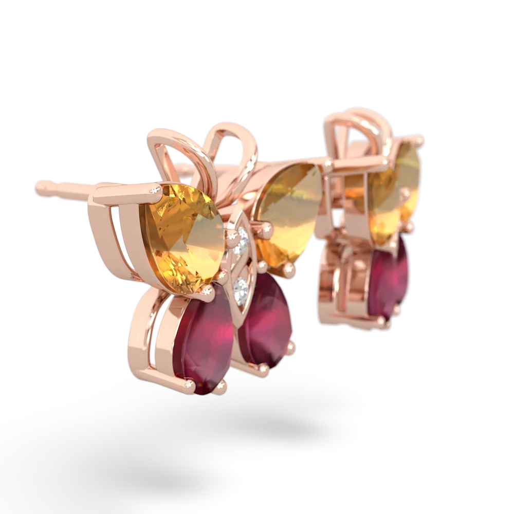 Citrine Butterfly 14K Rose Gold earrings E2215