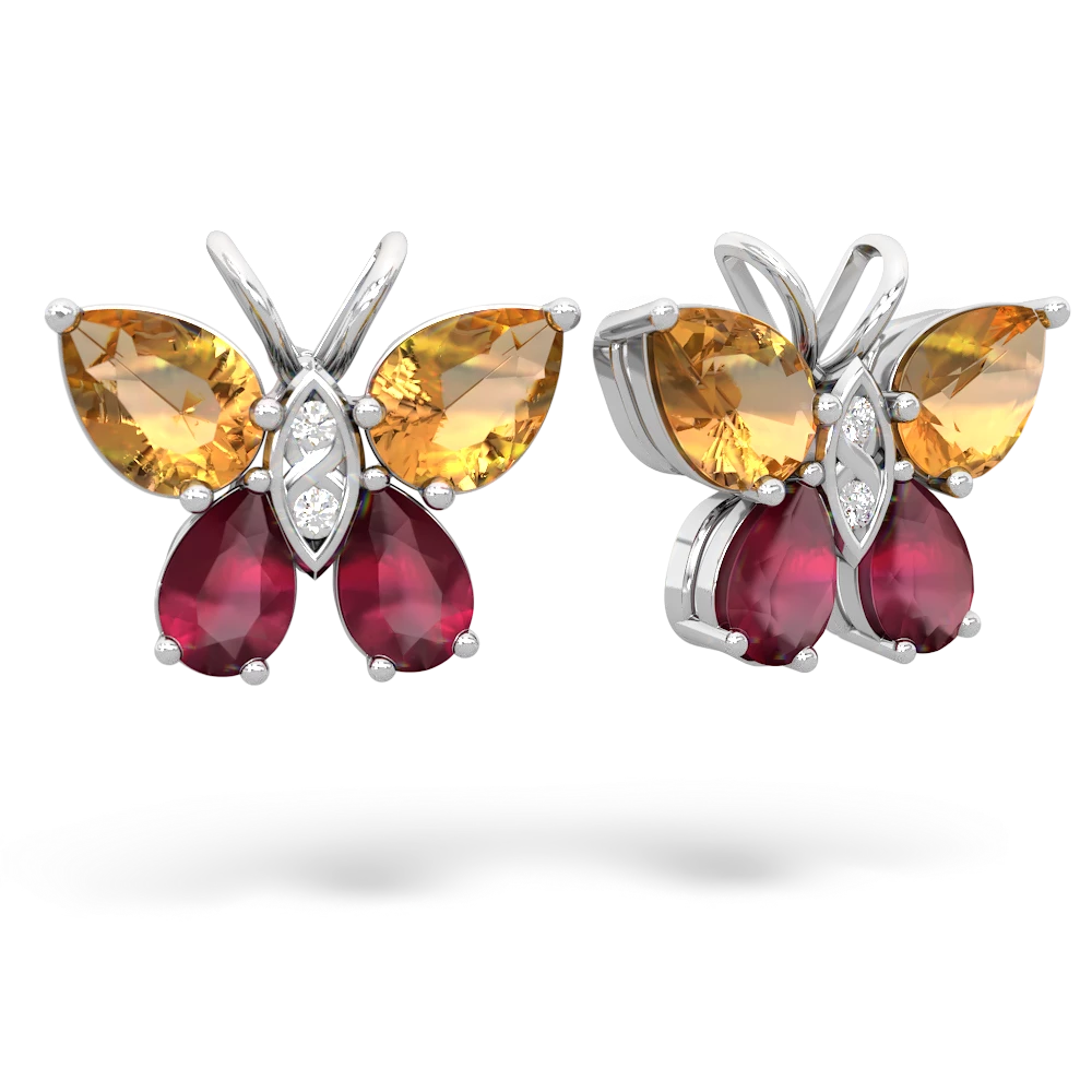 Citrine Butterfly 14K White Gold earrings E2215