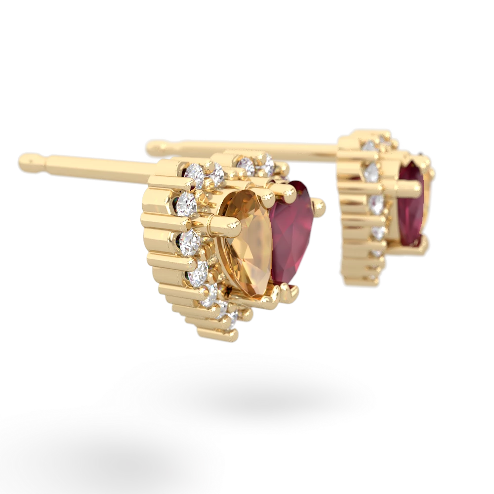 Citrine Halo 14K Yellow Gold earrings E7008