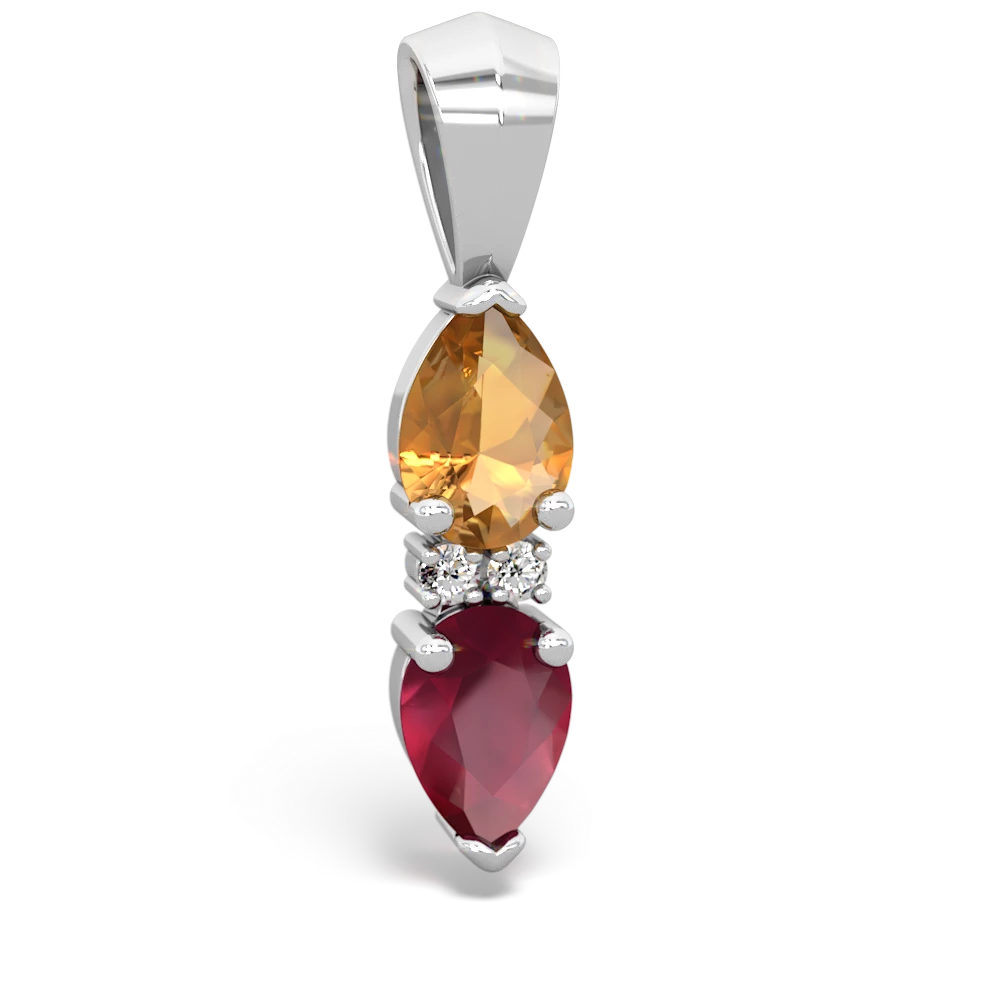 Citrine Bowtie Drop 14K White Gold pendant P0865