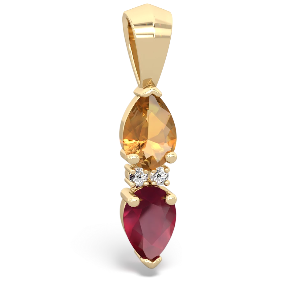 Citrine Bowtie Drop 14K Yellow Gold pendant P0865