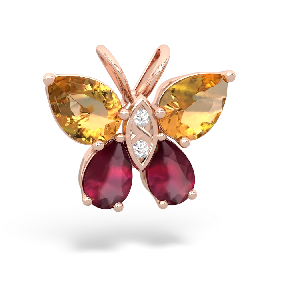 Citrine Butterfly 14K Rose Gold pendant P2215