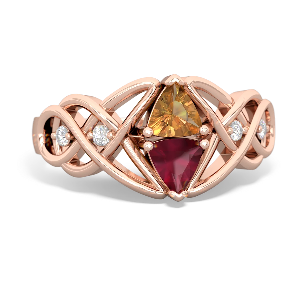 Citrine Keepsake Celtic Knot 14K Rose Gold ring R5300