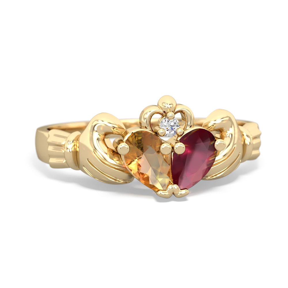 Citrine 'Our Heart' Claddagh 14K Yellow Gold ring R2388