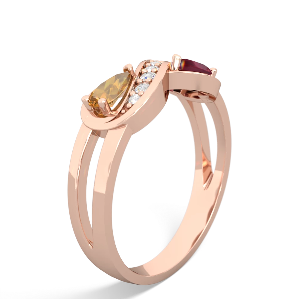 Citrine Diamond Infinity 14K Rose Gold ring R5390