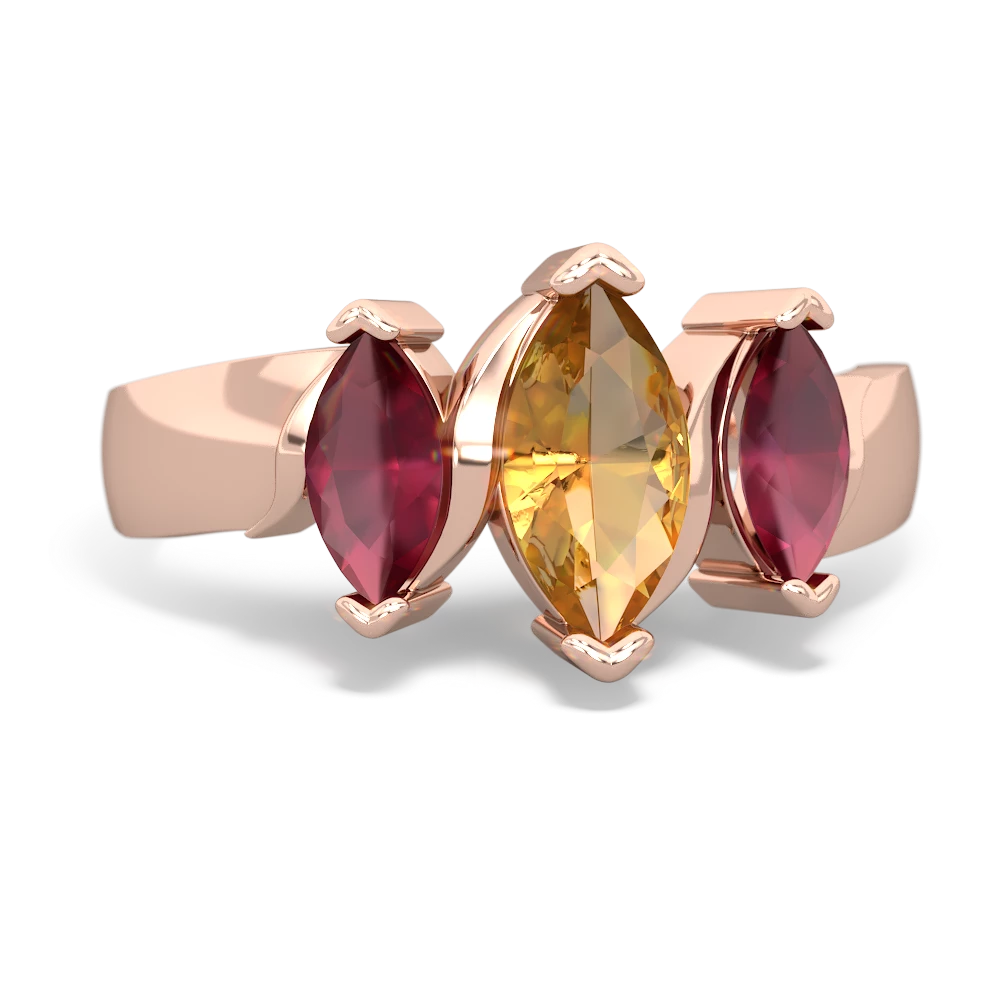 Citrine Three Peeks 14K Rose Gold ring R2433