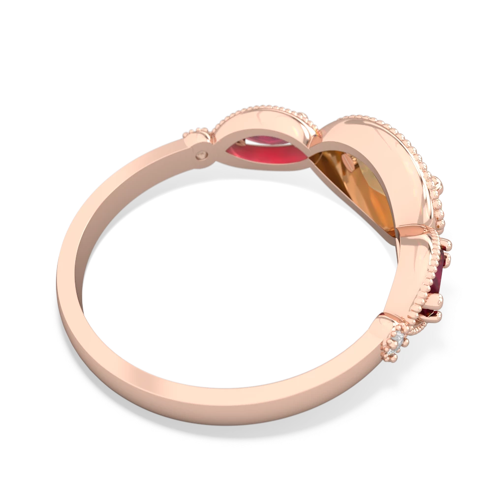 Citrine Milgrain Marquise 14K Rose Gold ring R5700