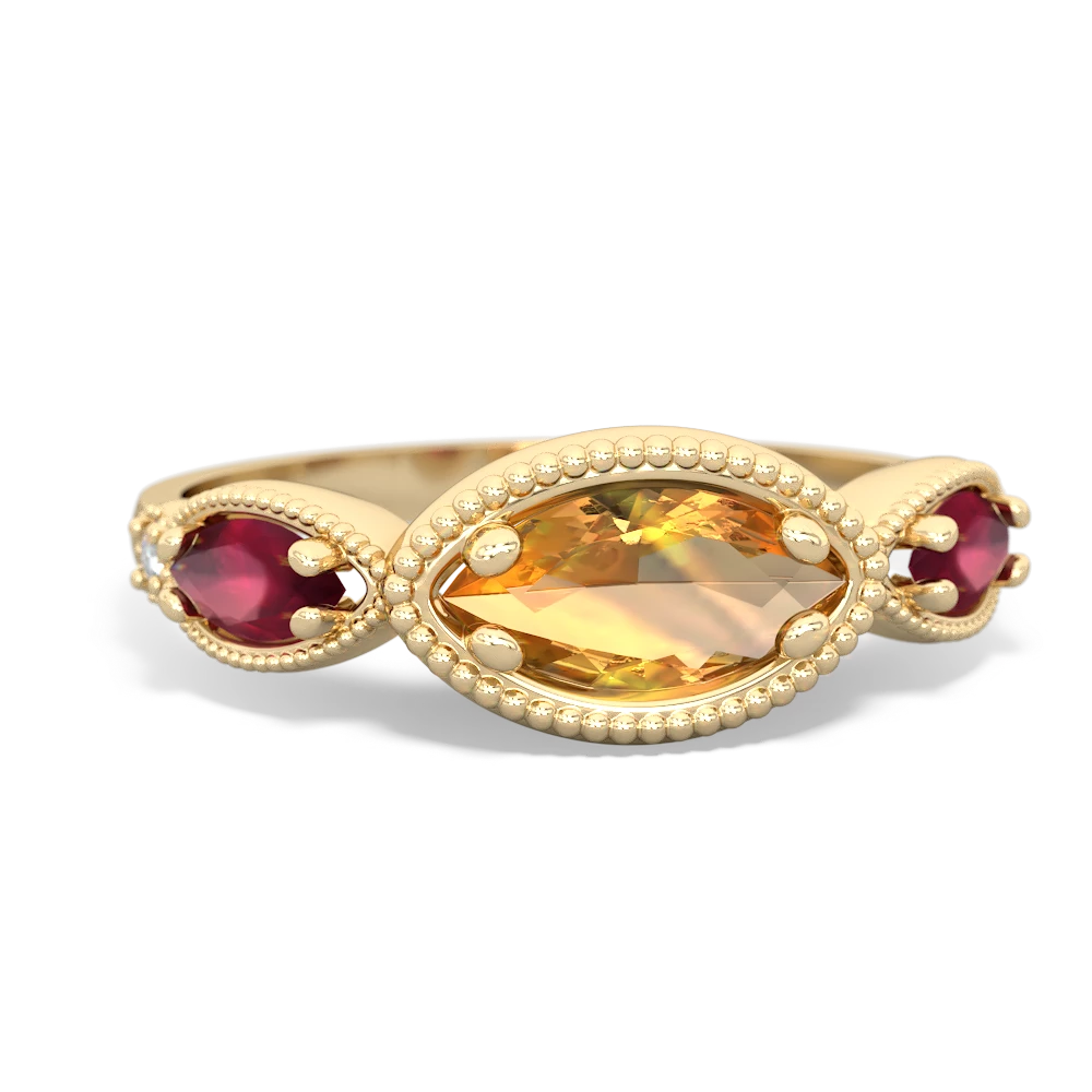 Citrine Milgrain Marquise 14K Yellow Gold ring R5700