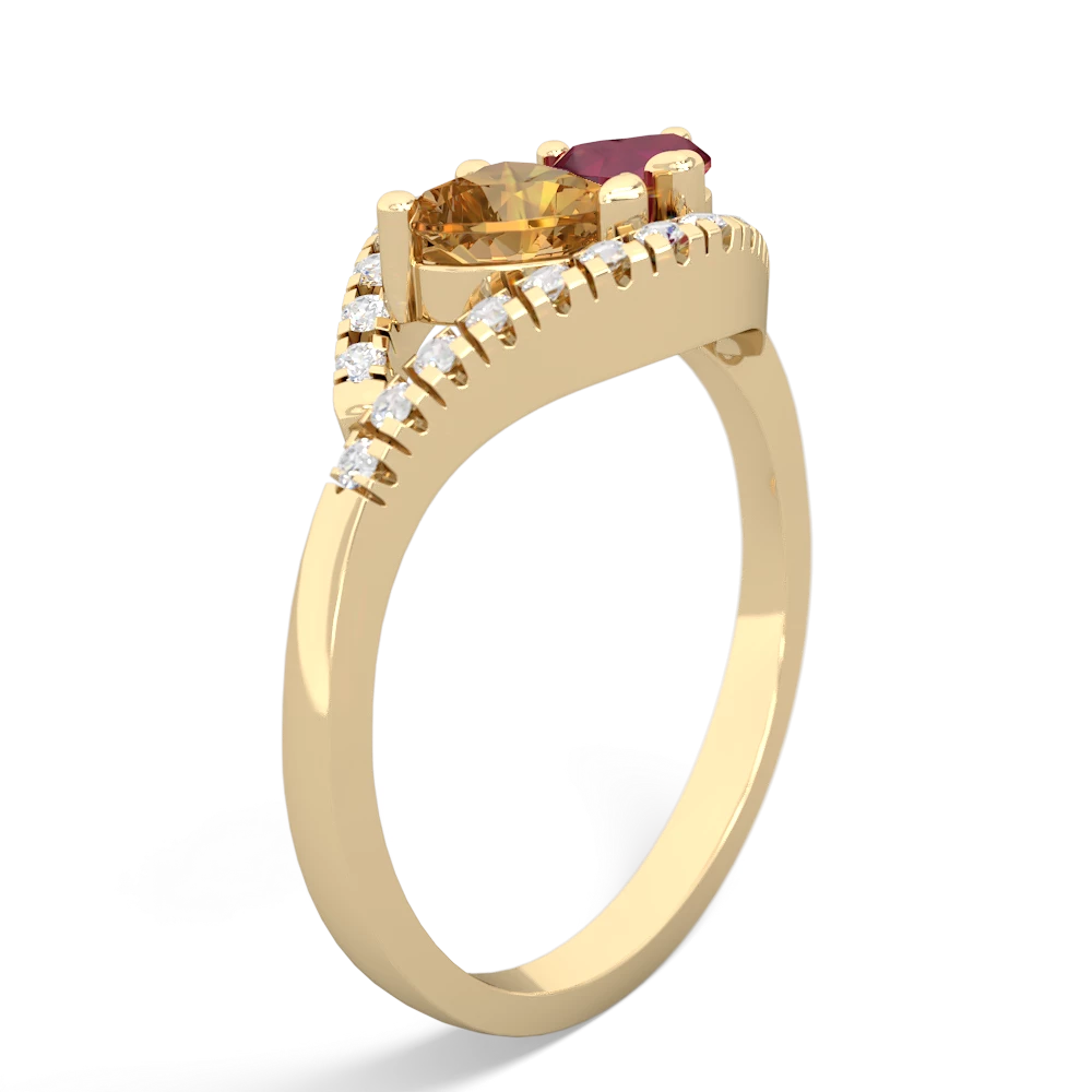 Citrine Mother And Child 14K Yellow Gold ring R3010