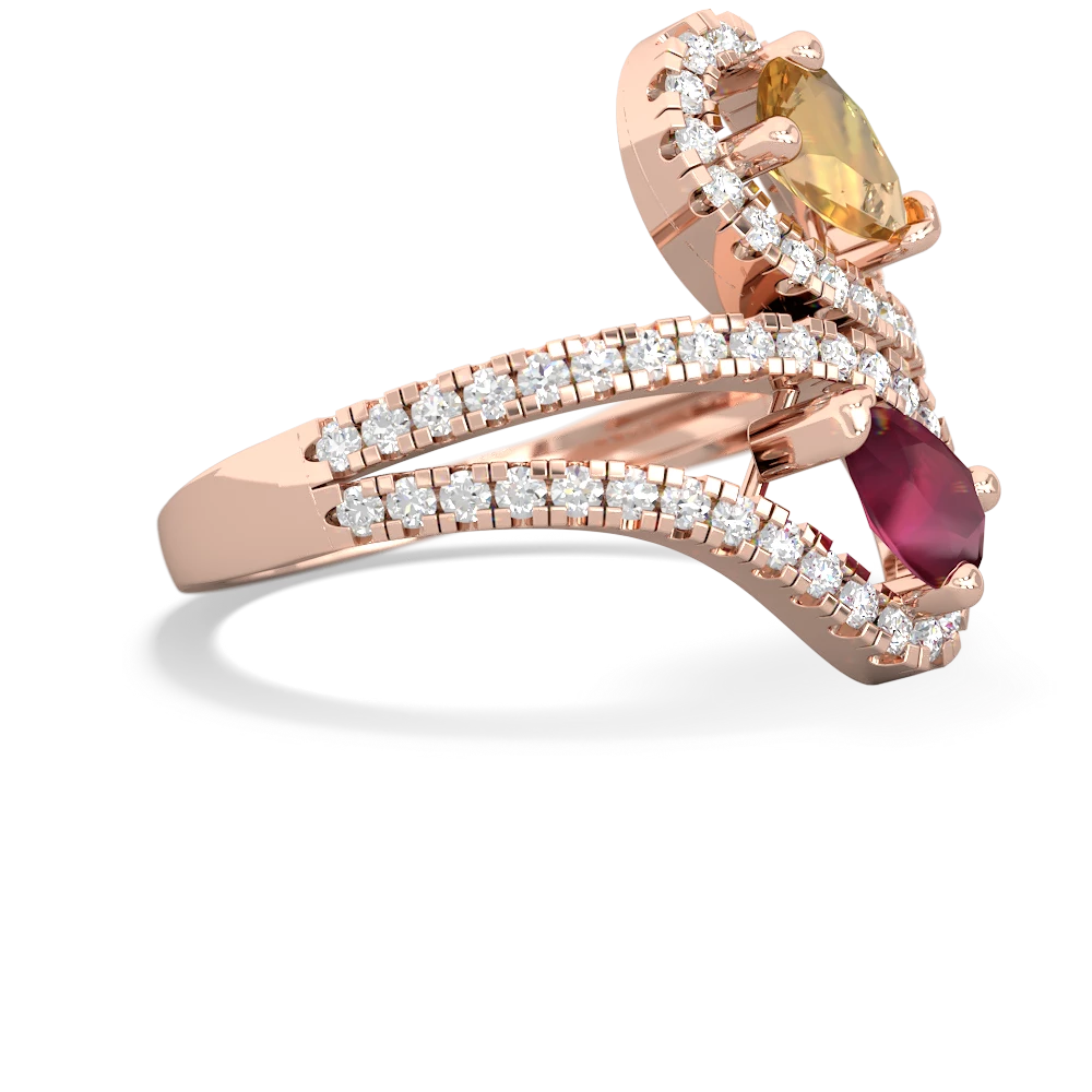 Citrine Diamond Dazzler 14K Rose Gold ring R3000