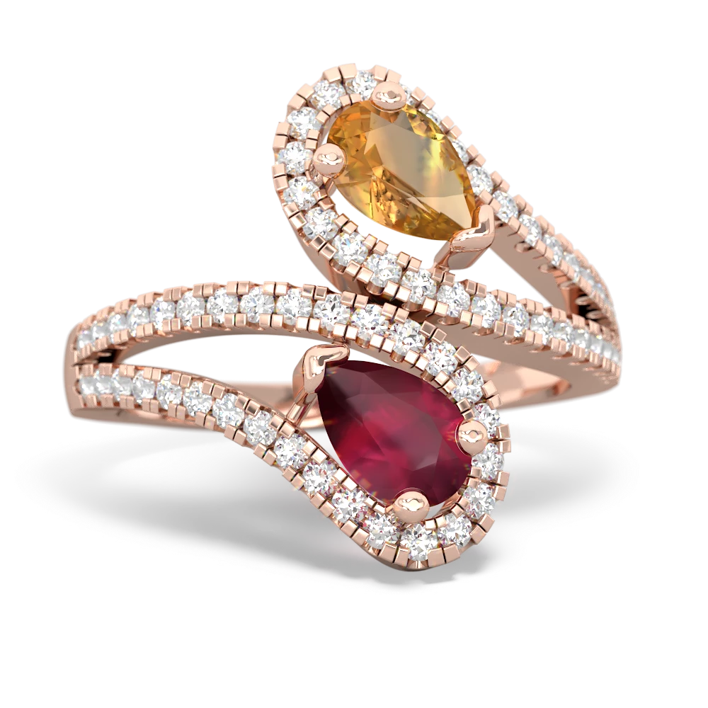 Citrine Diamond Dazzler 14K Rose Gold ring R3000